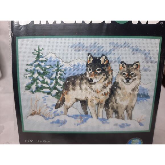 Vintage Dimensions Counted Cross Stitch Kit A Pair of Wolves 7x5 - Picture 2 of 5